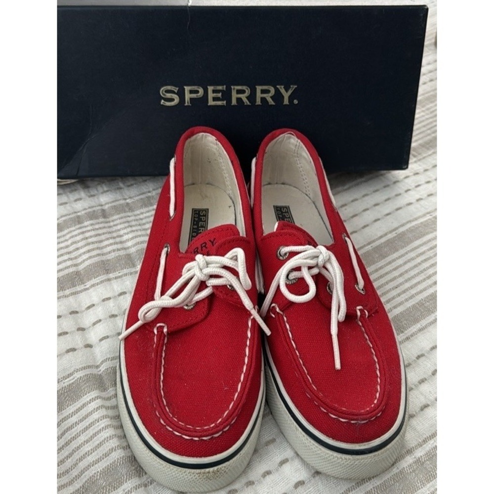 Sperry Top Sider NASA Red Canvas Womens Sneakers Shoes SZ 6M Boat Shoes Loafers